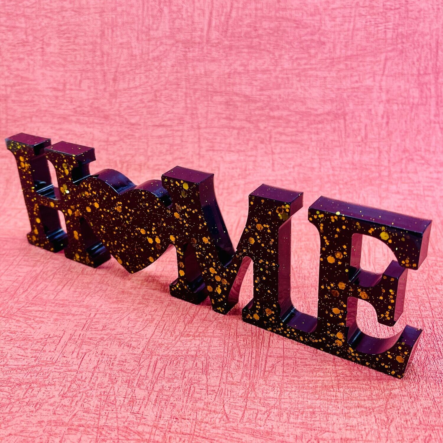 HOME - Black/Gold Sparkles Luxury Sign