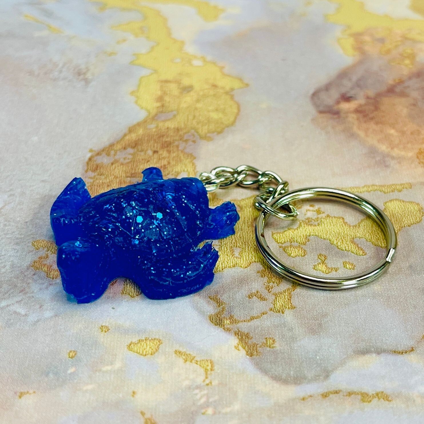Turtle Sea Blue Sparkling Keyring