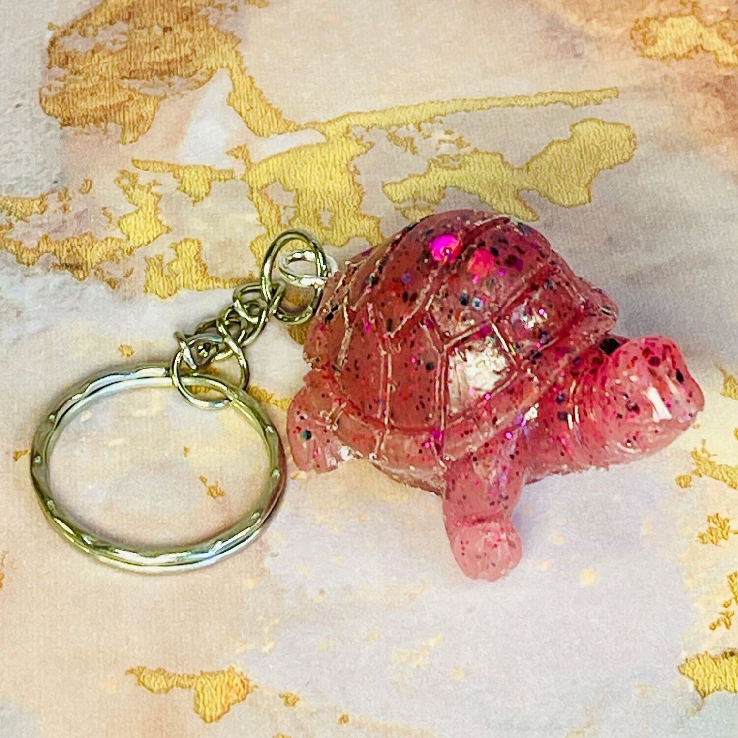 Tortoise Red Sparkling Keyring