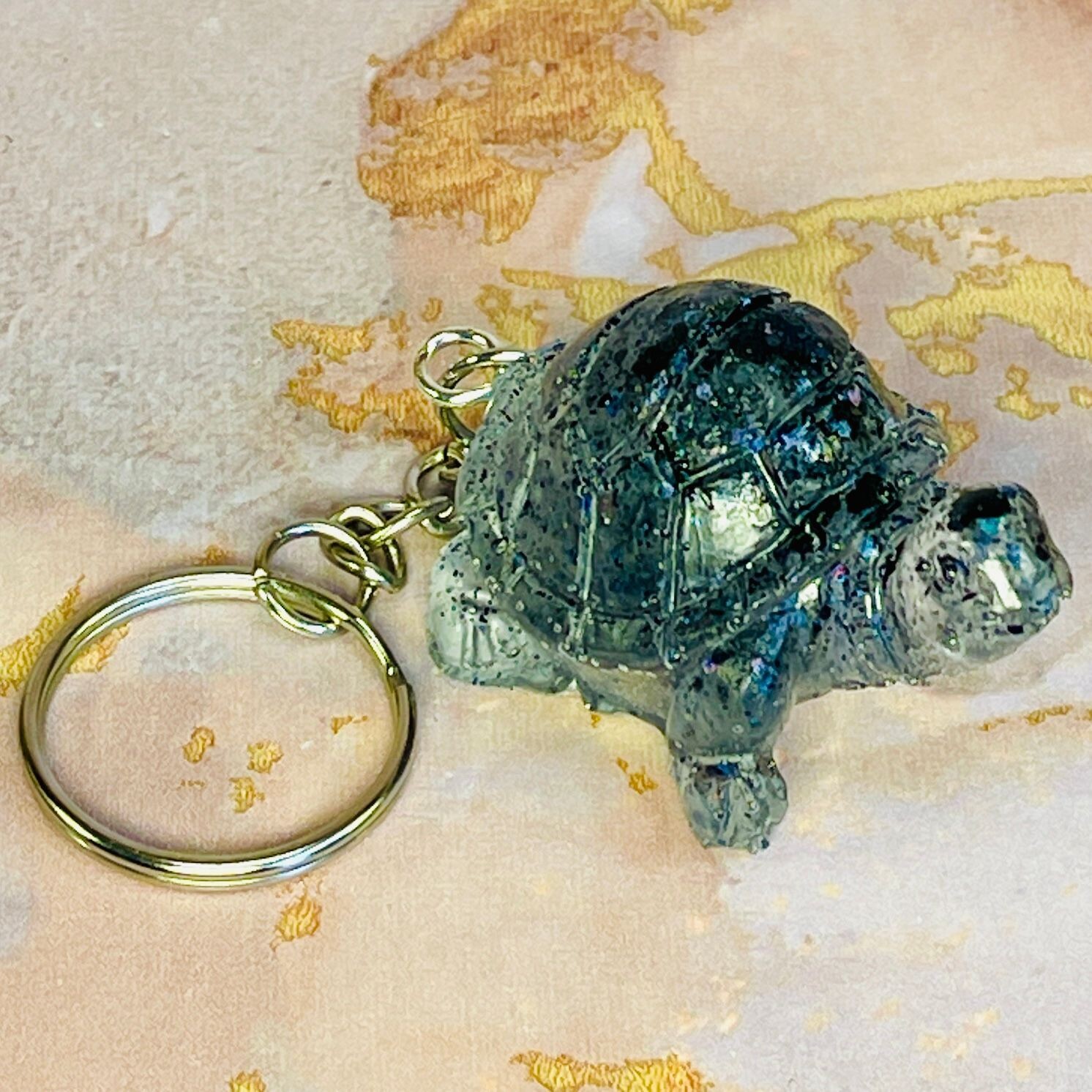 Tortoise Clear/Black Keyring