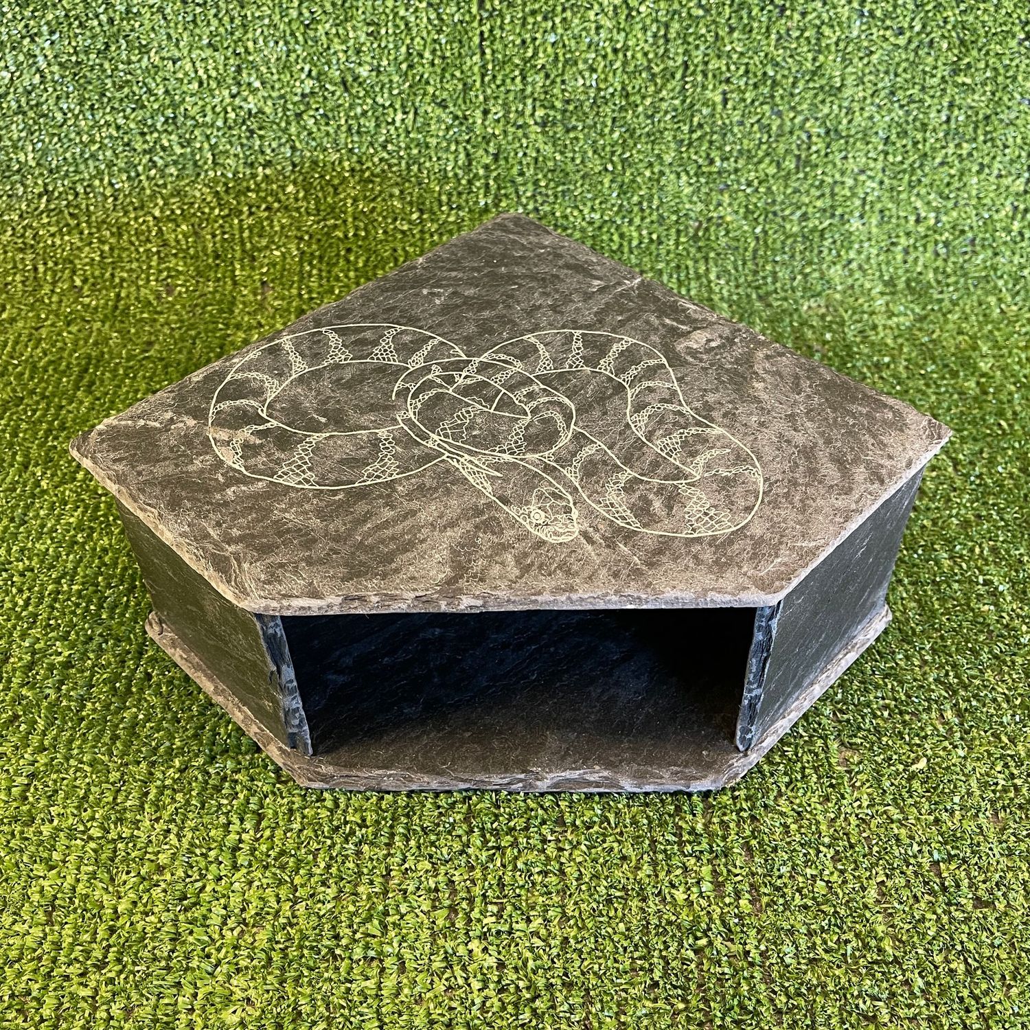 Corn Snake Laser Engraved Natural Slate Cave 9x20x20cm