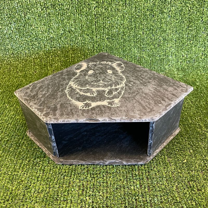 Hamster Slate Cave Laser Engraved 9x20x20cm