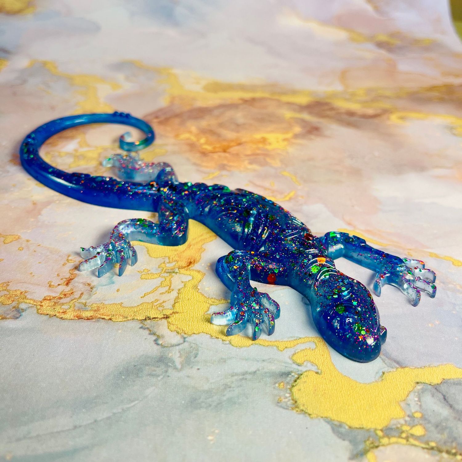 Gecko Lizard Reptile Sparkling Dark Blue