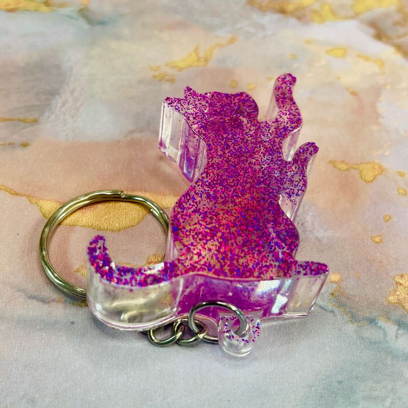 Cat Sparkling Pink Keyring