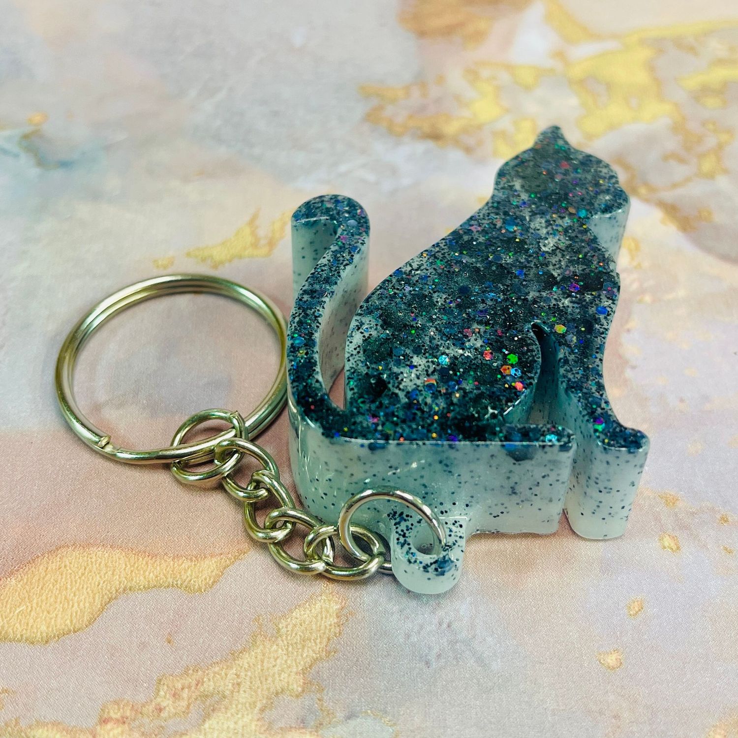 Cat Black/White Keyring Gift