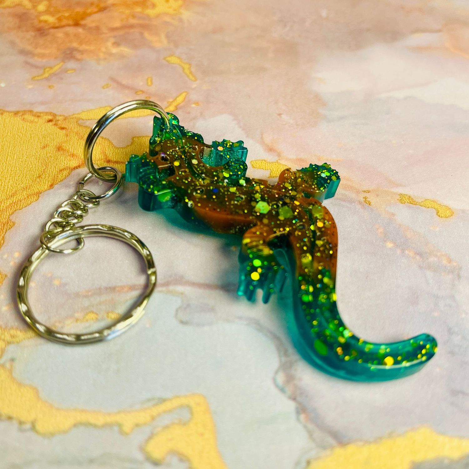 Gecko Lizard Reptile Green Keyring