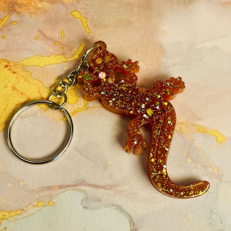 Gecko Lizard Reptile Red Keyring