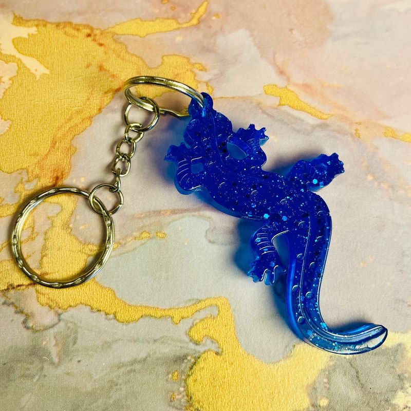 Gecko Lizard Reptile Blue Keyring