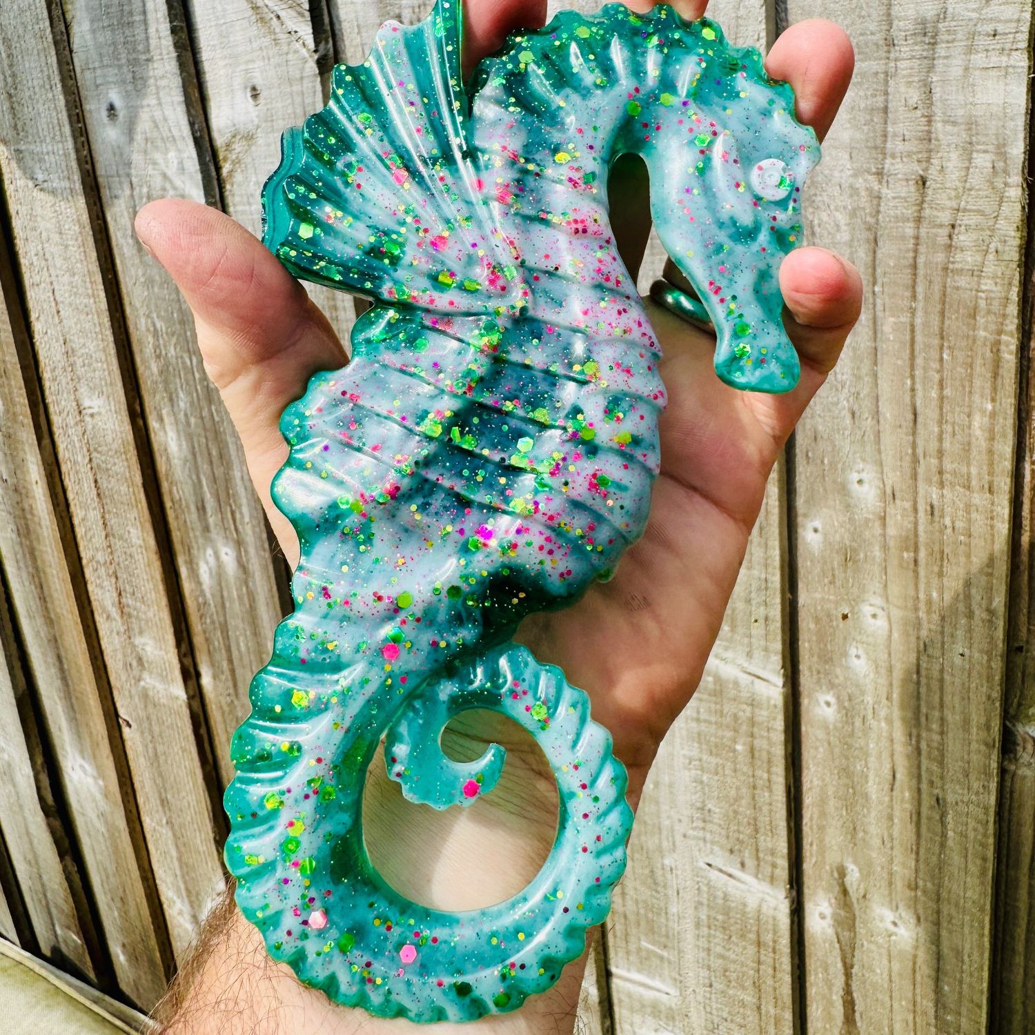 Seahorse Green & Pink Wall art Model