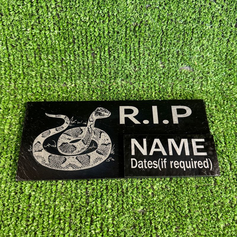 RIP Snake Reptile Slate Grave Memorial Plaque.