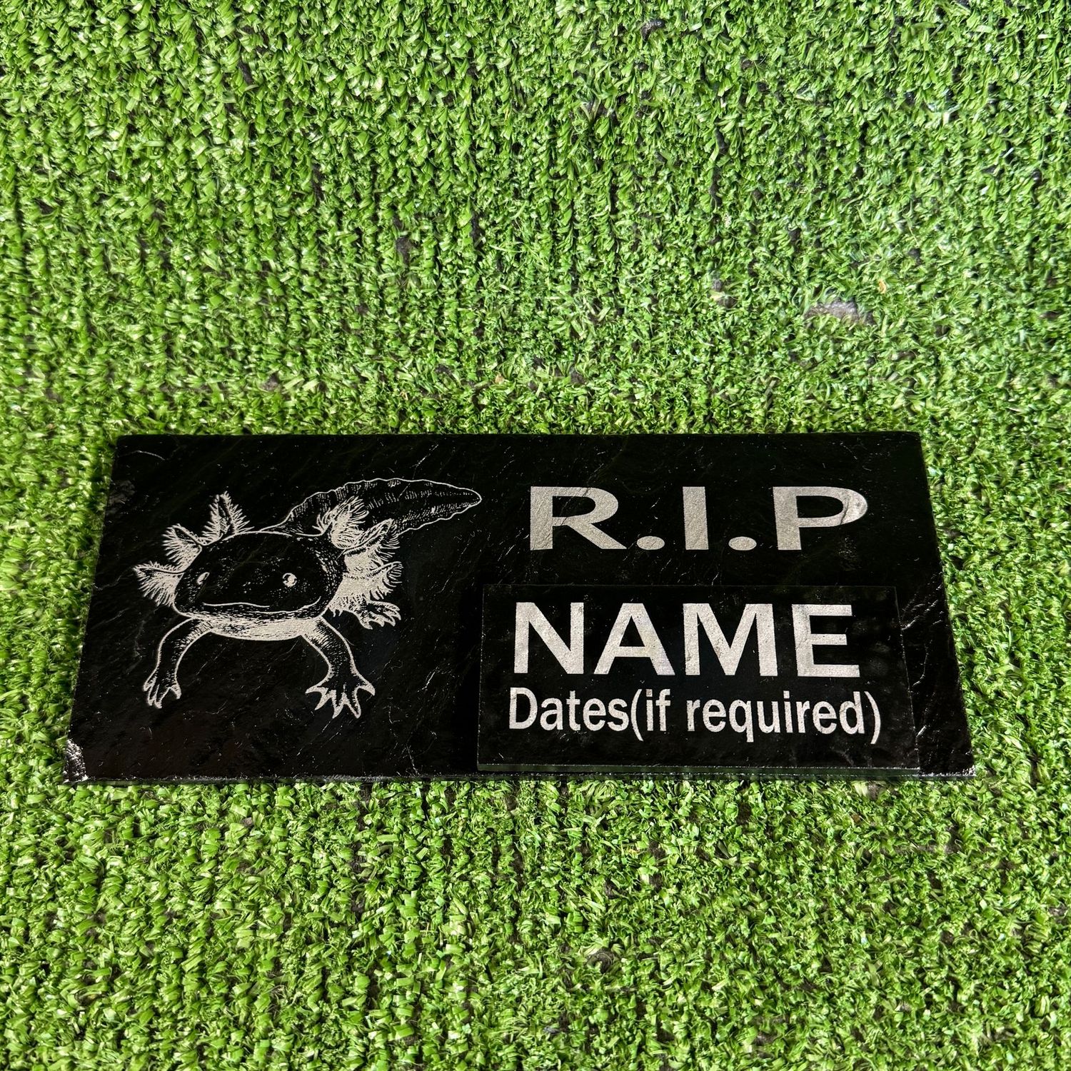 RIP Axolotl Reptile Slate Grave Memorial Plaque.
