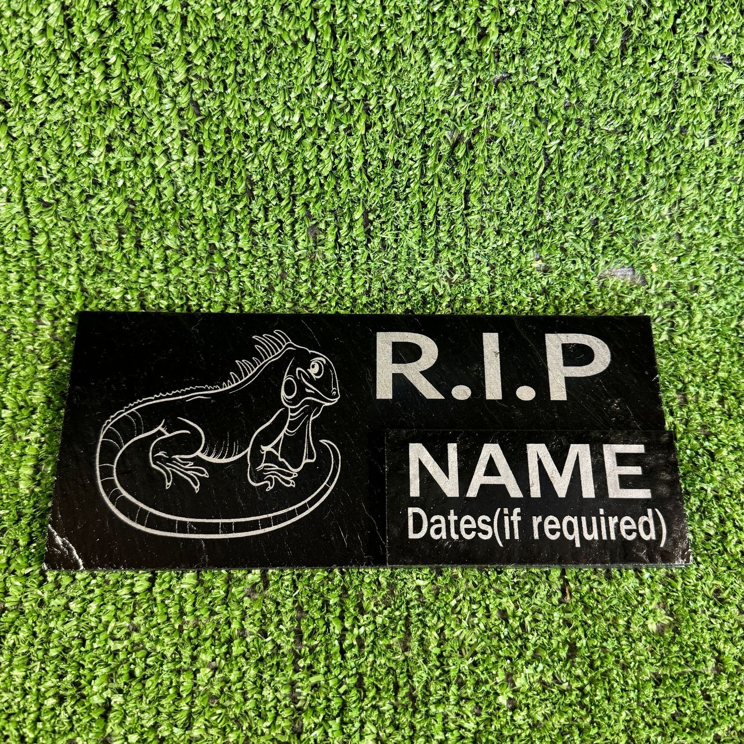 RIP Iguana Reptile Slate Grave Memorial Plaque.
