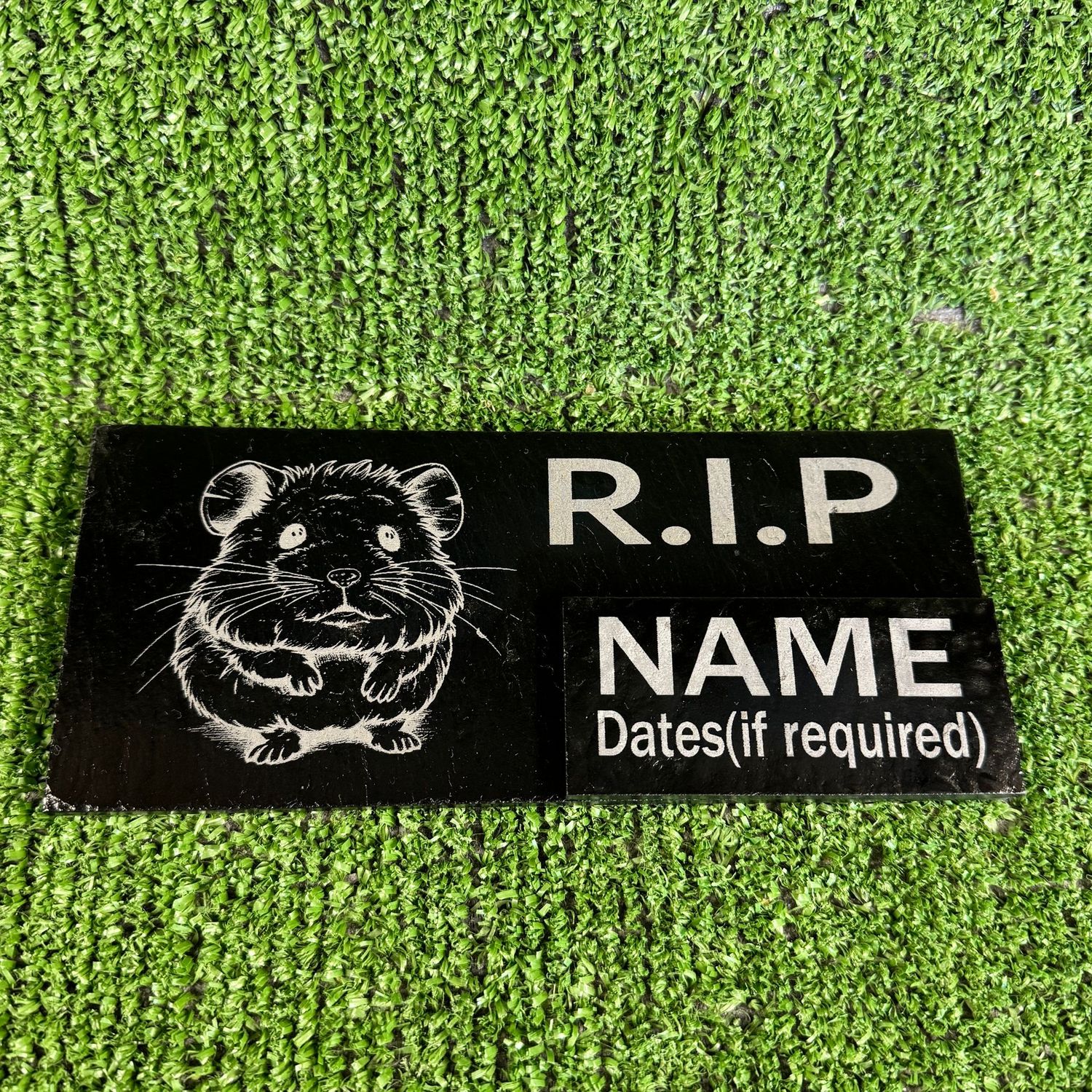 RIP Hamster Slate Grave Memorial Plaque.