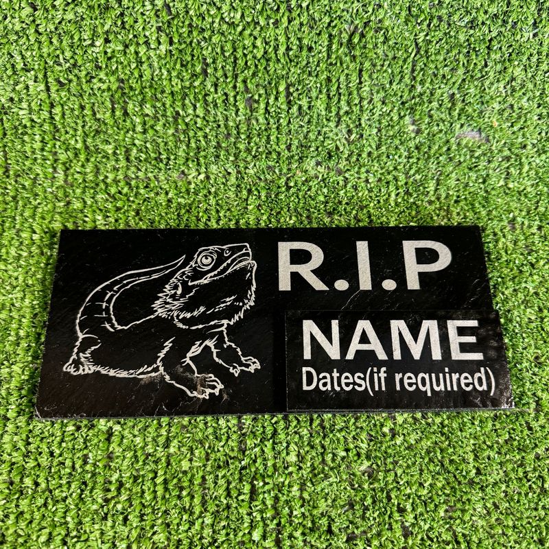 RIP Bearded Dragon Reptile Slate Grave Memorial Plaque.