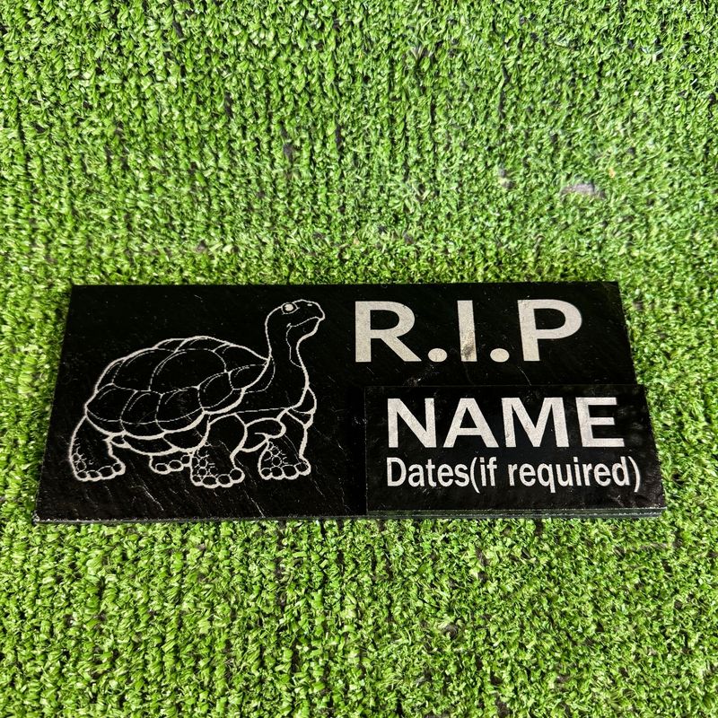 RIP Tortoise Reptile Slate Grave Memorial Plaque.