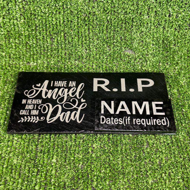 Dad Angel RIP Grave Garden Slate Marker 20x9cm