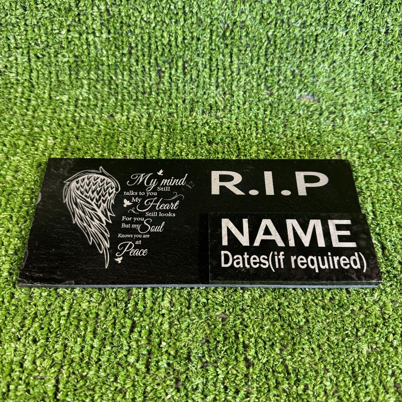 Heart Words RIP Grave Garden Slate Marker 20x9cm