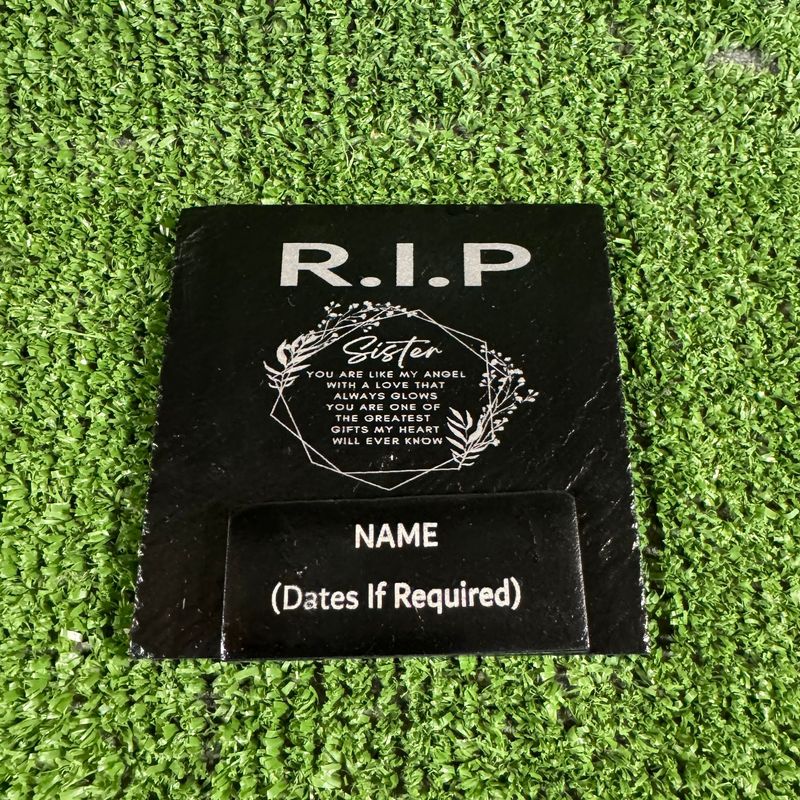 Sister 2 RIP Grave Garden Slate Marker 9x9cm