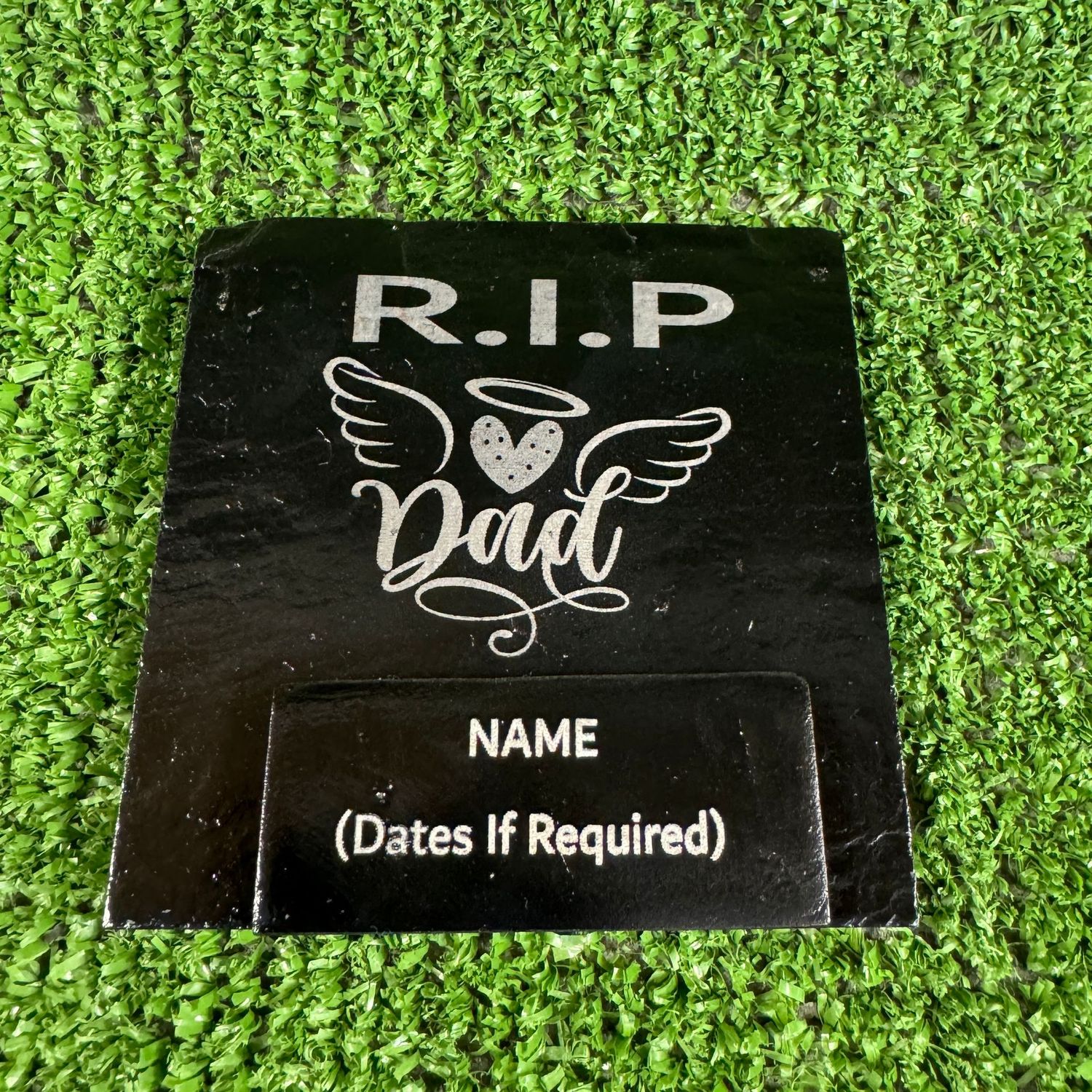 Dad Angel RIP Grave Garden Slate Marker 9x9cm