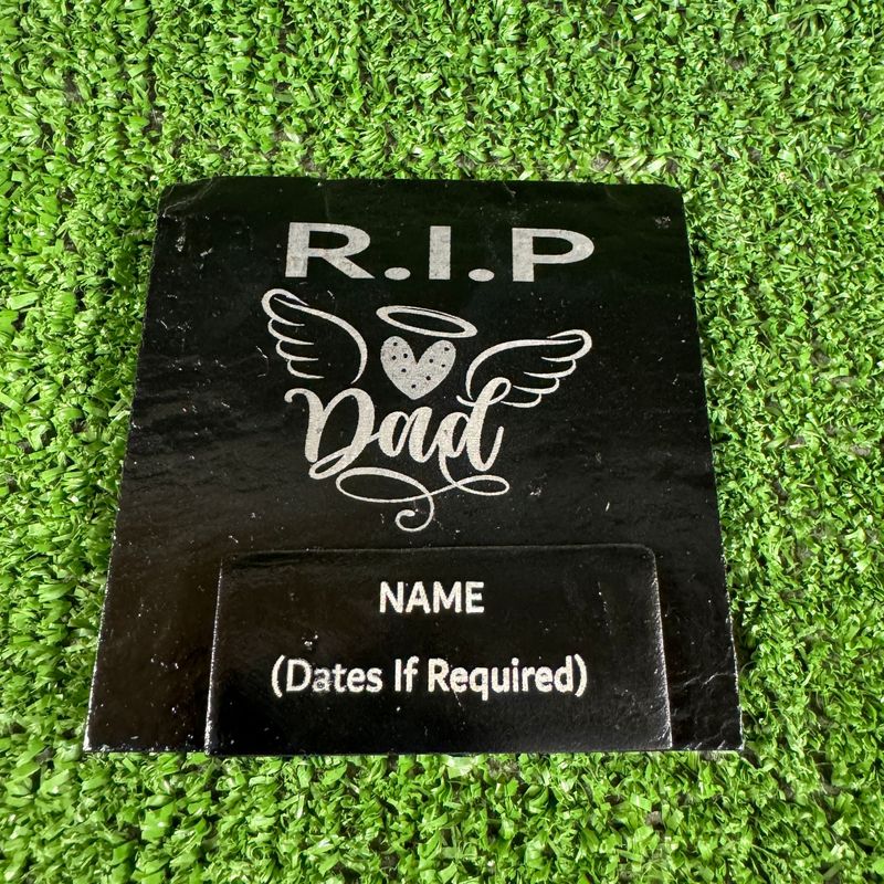 Dad Angel RIP Grave Garden Slate Marker 9x9cm