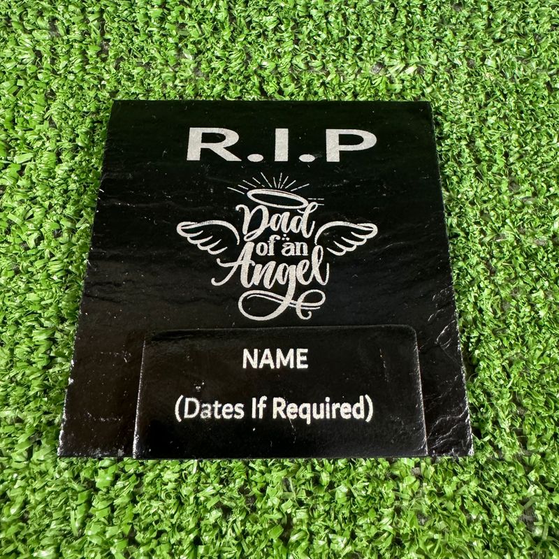 Dad Angel 2 RIP Grave Garden Slate Marker 9x9cm