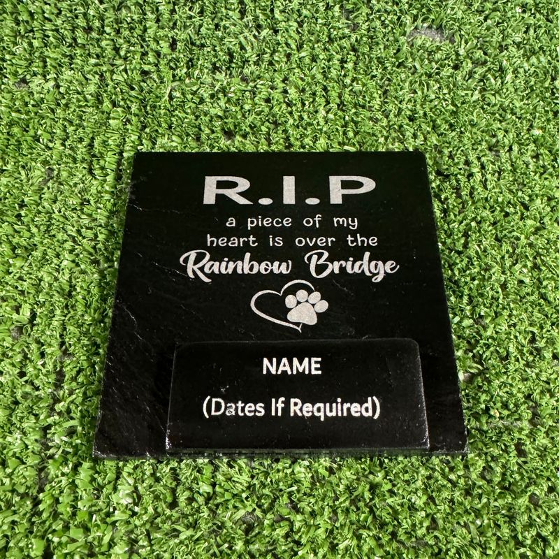 Rainbow Bridge RIP Grave Garden Slate Marker 9x9cm