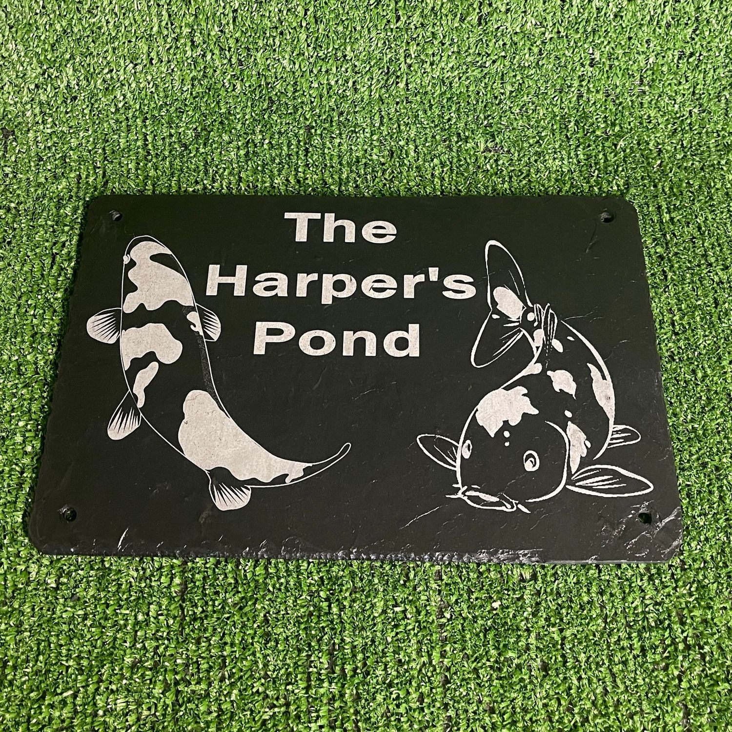Custom Name Pond Slate Garden Sign