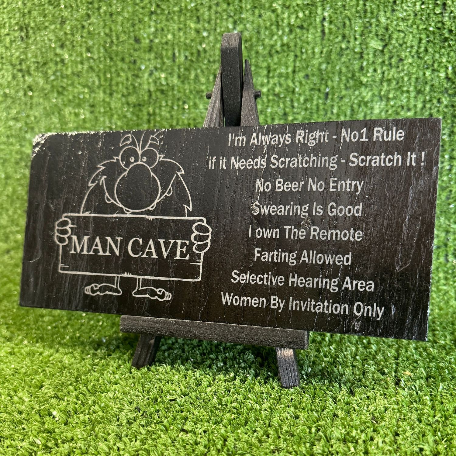 Man Cave Office Bar Laser Engraved Slate Fun Sign.