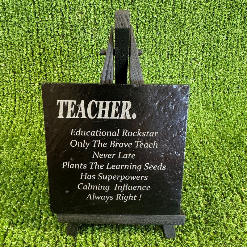 Teacher 2 Funny Slate Coaster 9x9cm