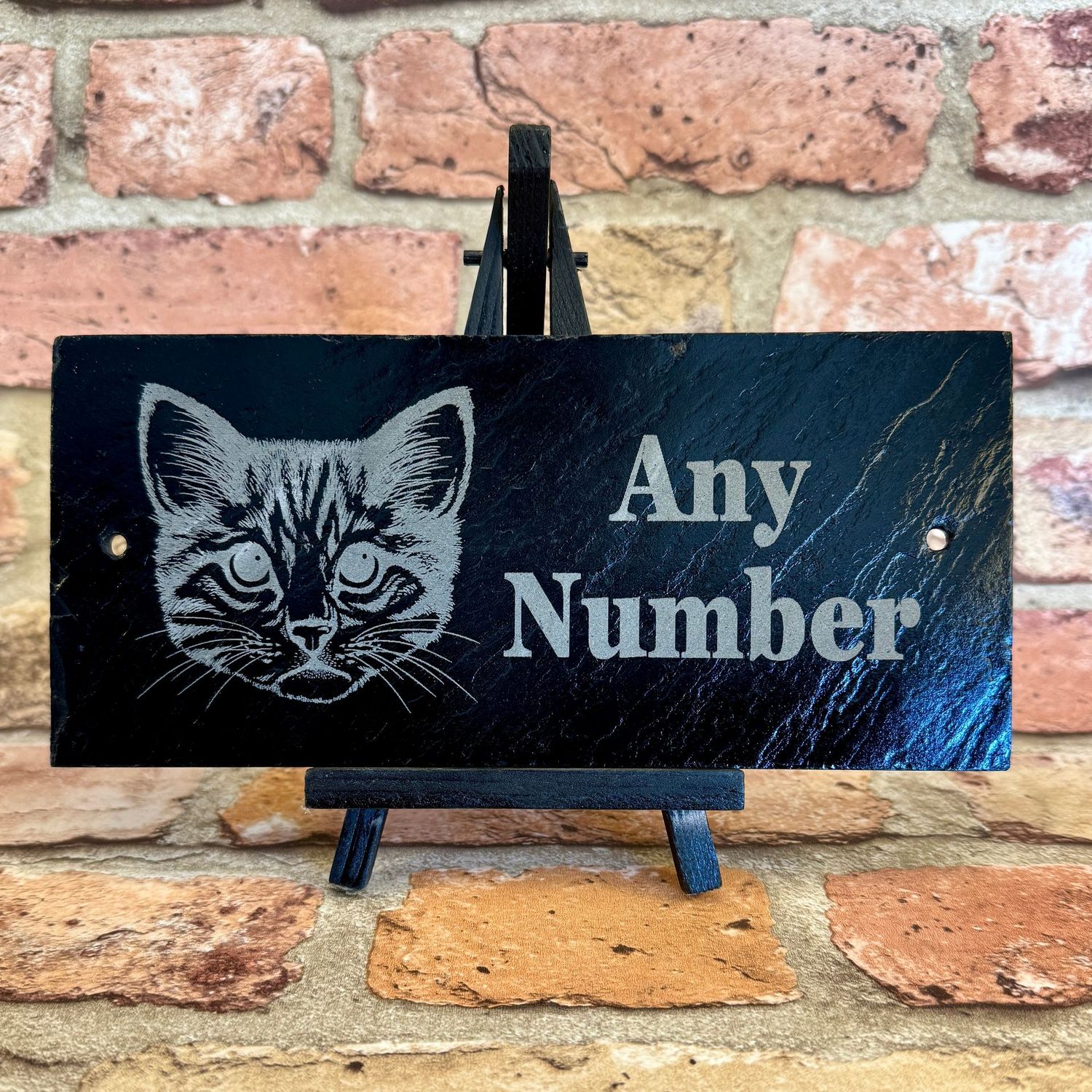 Cat Head Image House Number Slate Sign