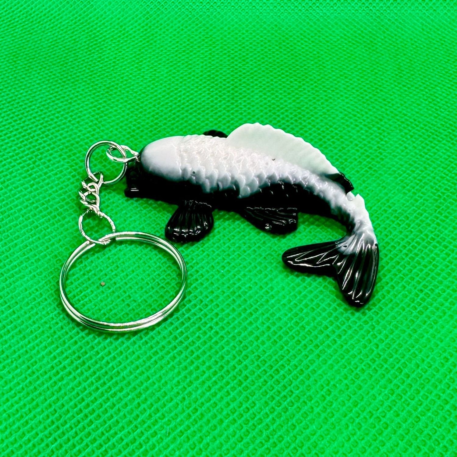 Koi Fish Black White Keyring