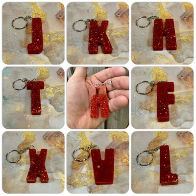 Sparkling Red Resin Letter Keyring Gifts