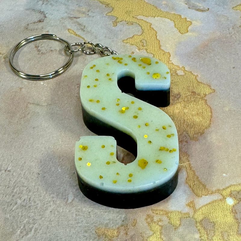 Letter S White Gold Sparkling Keyring Gift.