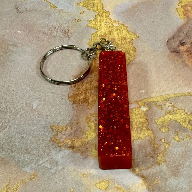 Letter I Resin Red Keyring Gift.