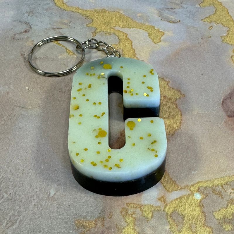 Letter C White Gold Sparkling Keyring Gift.