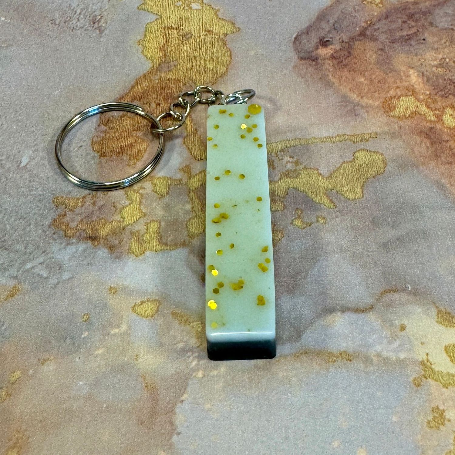 Letter I White Gold Sparkling Keyring Gift.