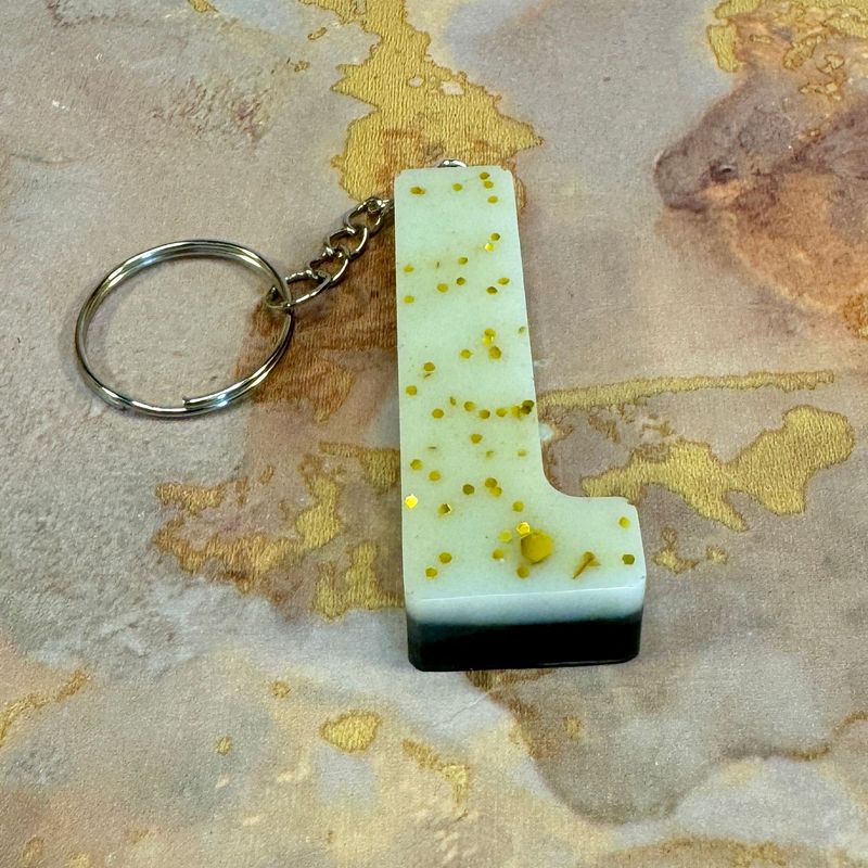 Letter L White Gold Sparkling Keyring Gift.