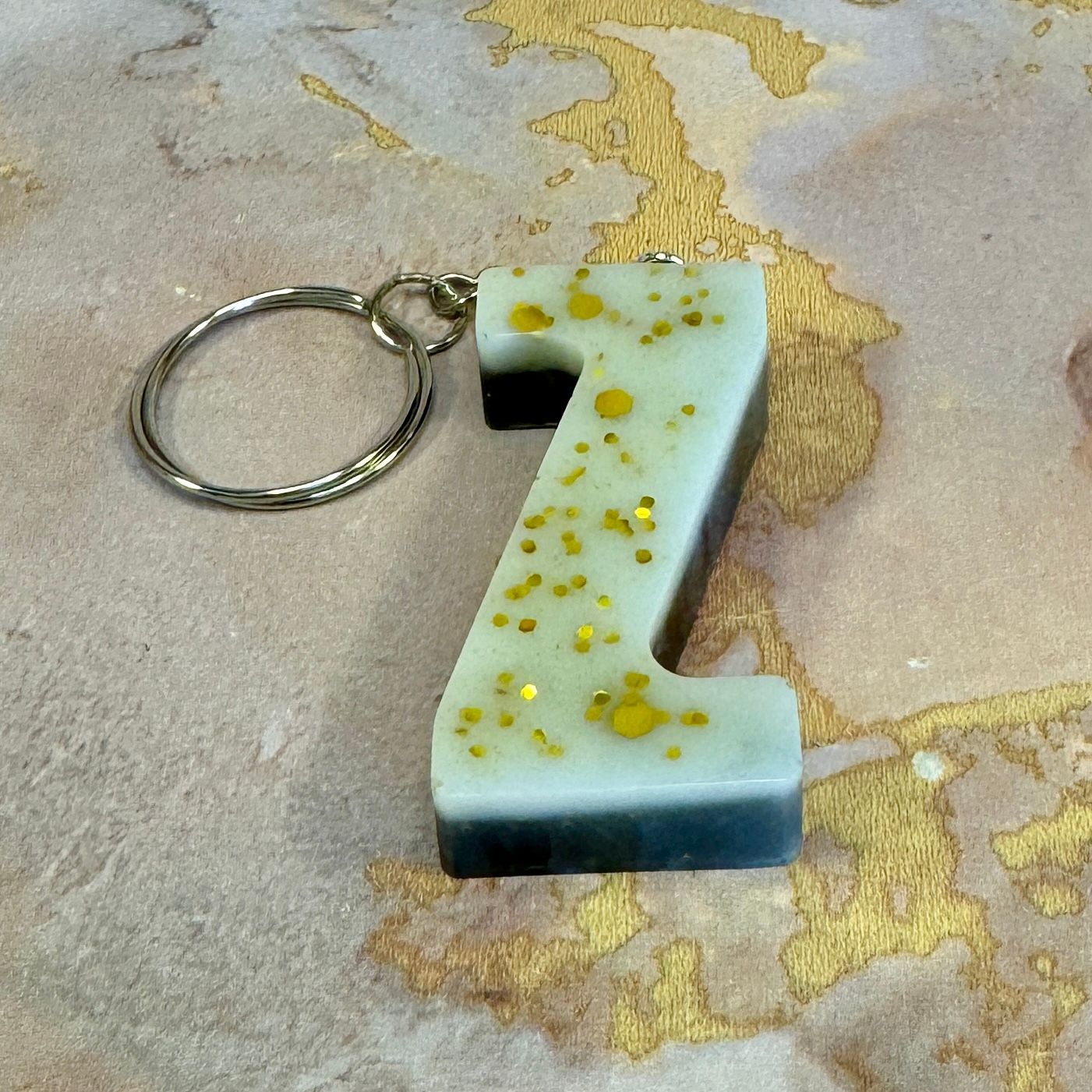 Letter Z White Gold Sparkling Keyring Gift.