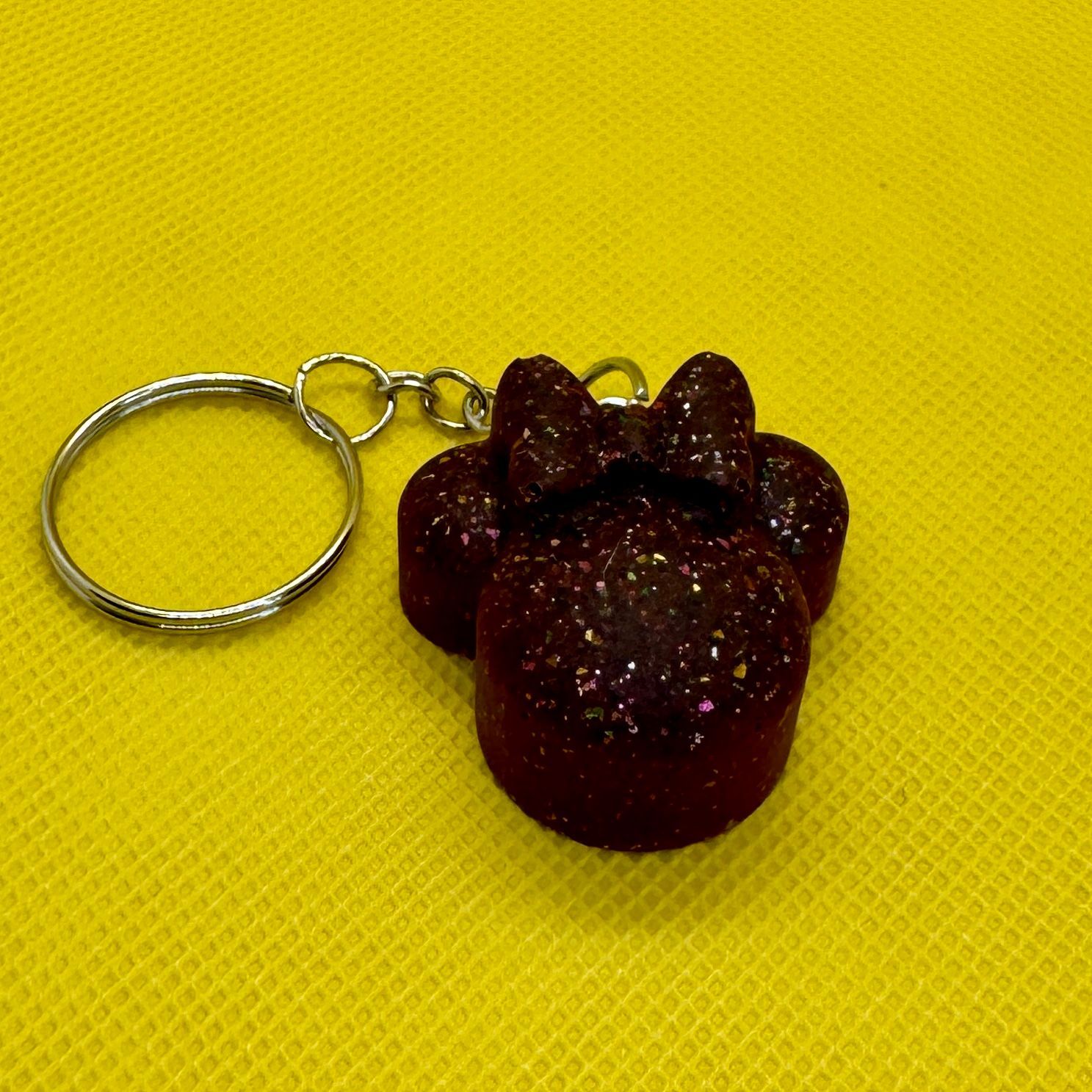 Minnie Mouse Sparkling Brown Glitter Keyring Gift