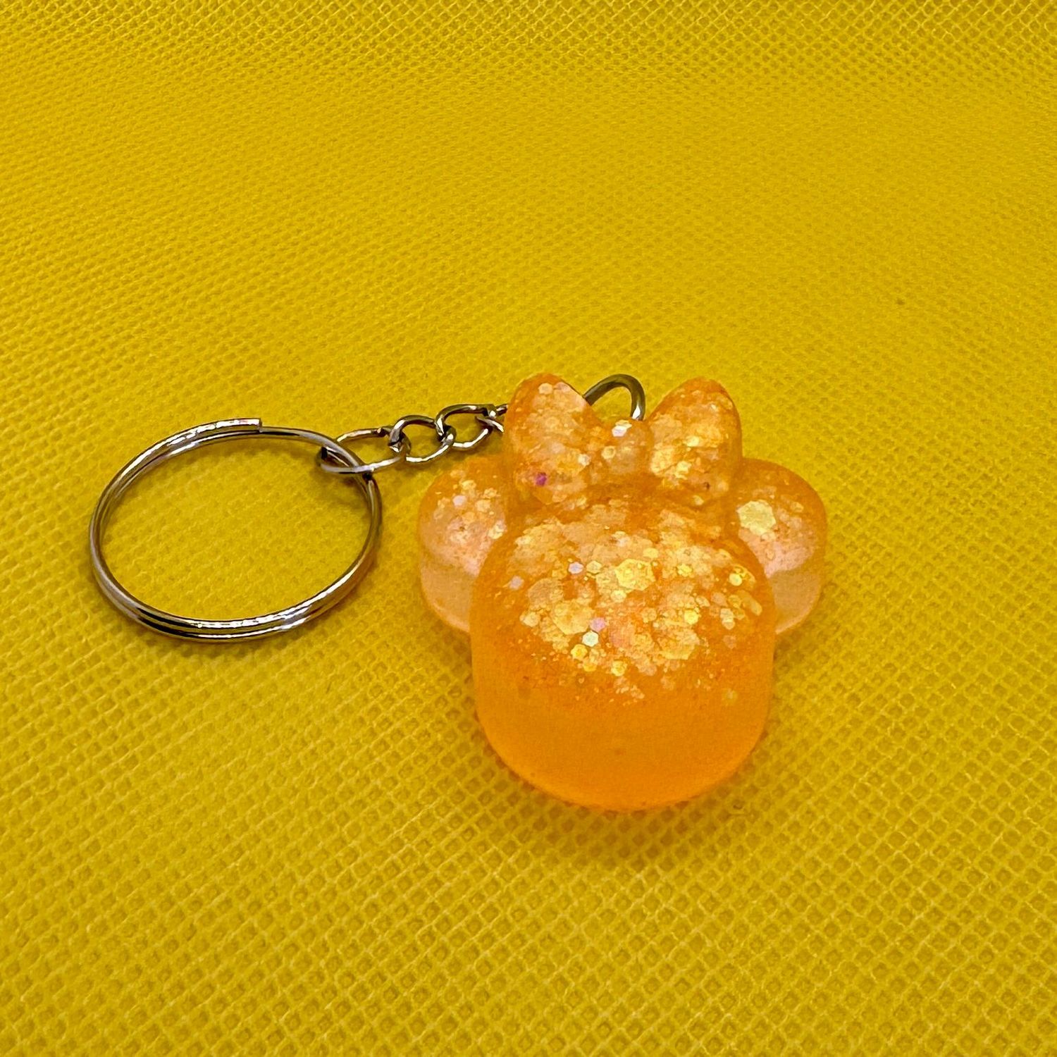 Minnie Mouse Sparkling Orange Glitter Keyring Gift