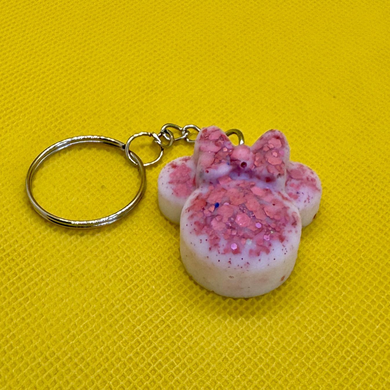 Minnie Mouse Sparkling White Pink glitter Keyring Gift