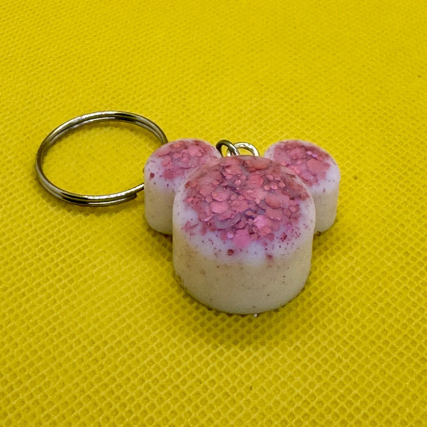 Pink and White Mickey Mouse Keyring Gift