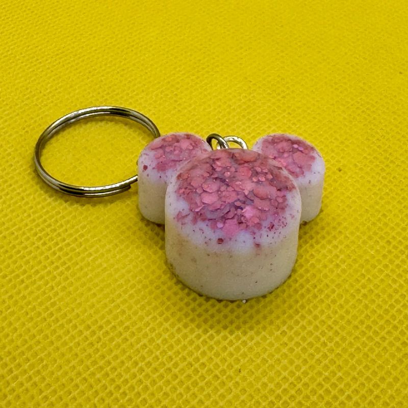 Pink and White Mickey Mouse Keyring Gift