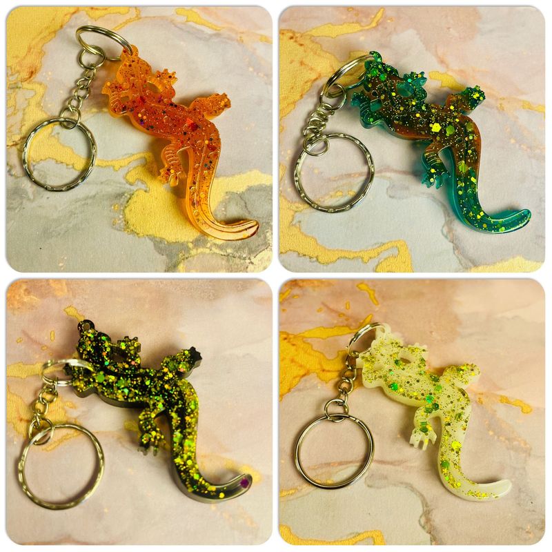 x4 Lizard Reptile Animal Keyring Gifts