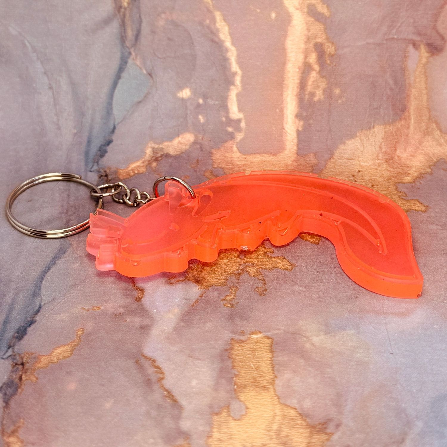 Axolotl Glow in the Dark  Keyring Orange Gift