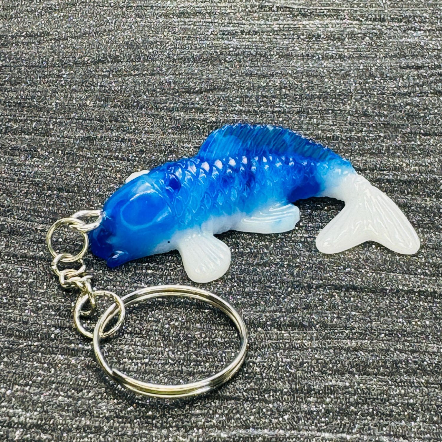 Koi Fish Blue White Keyring Gift