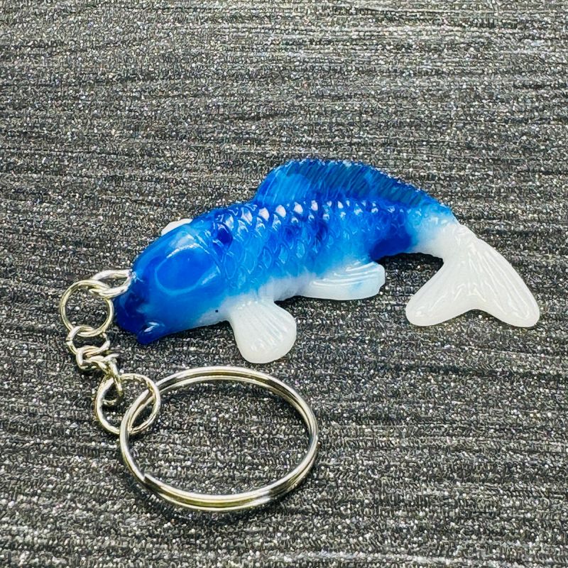 Koi Fish Blue White Keyring Gift