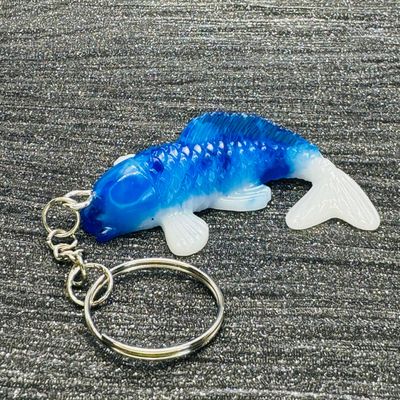Koi Fish Blue White Keyring Gift