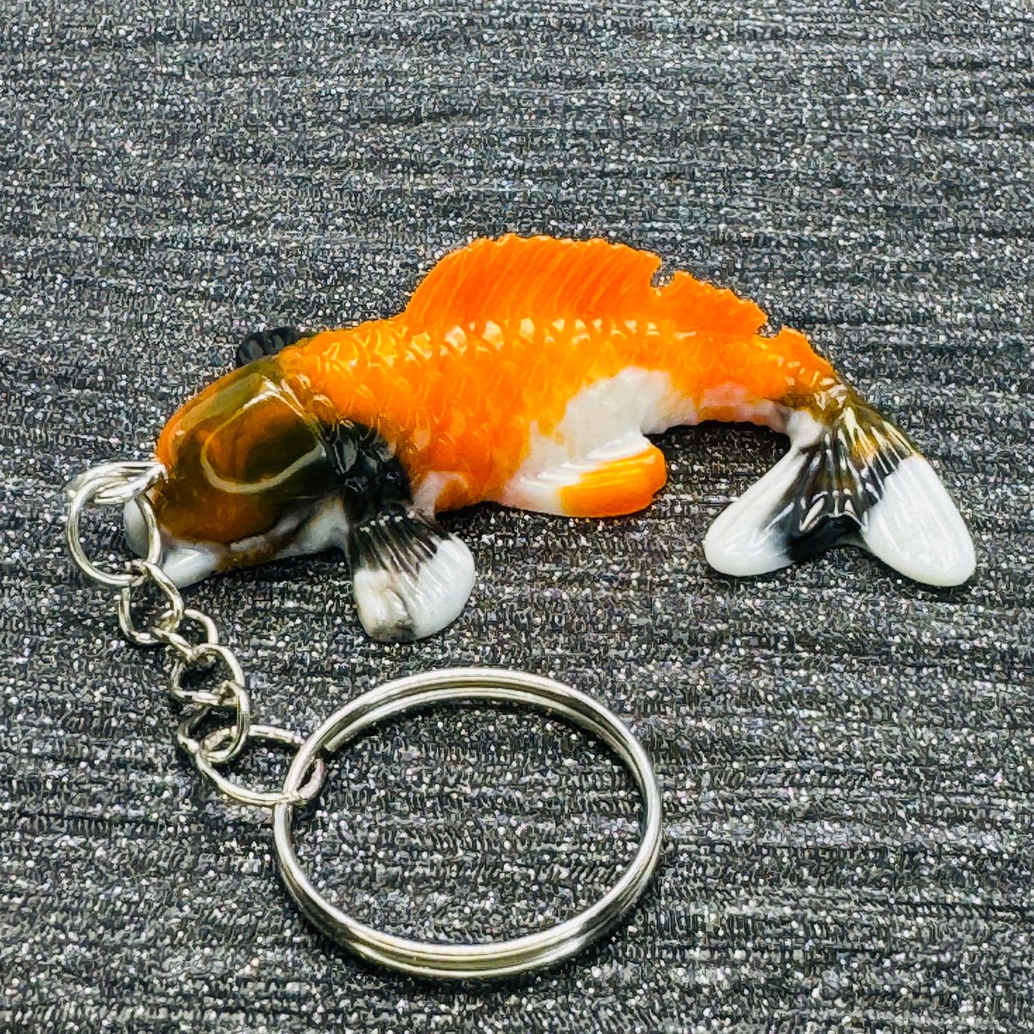 Koi Fish Black / White / Orange Keyring