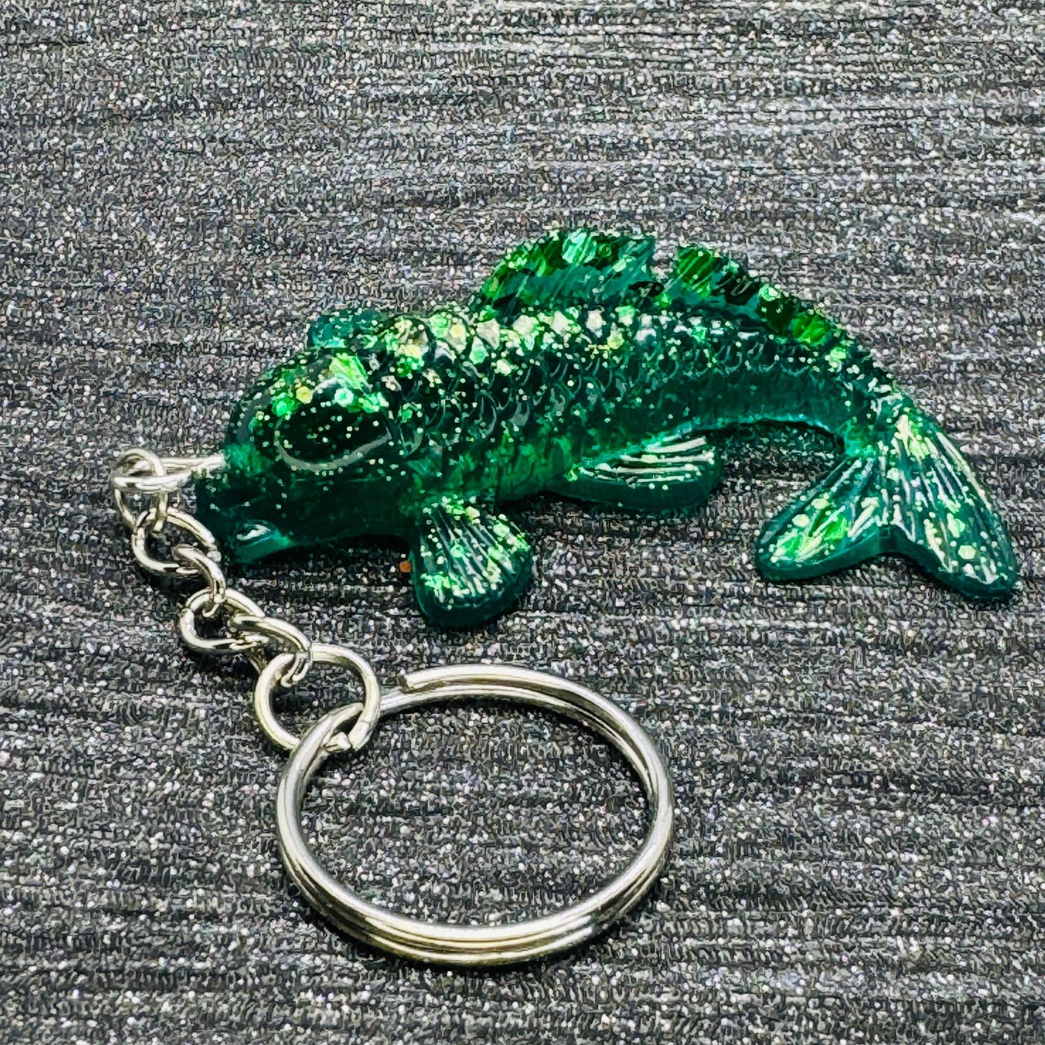 Koi Fish Green Sparkling Keyring